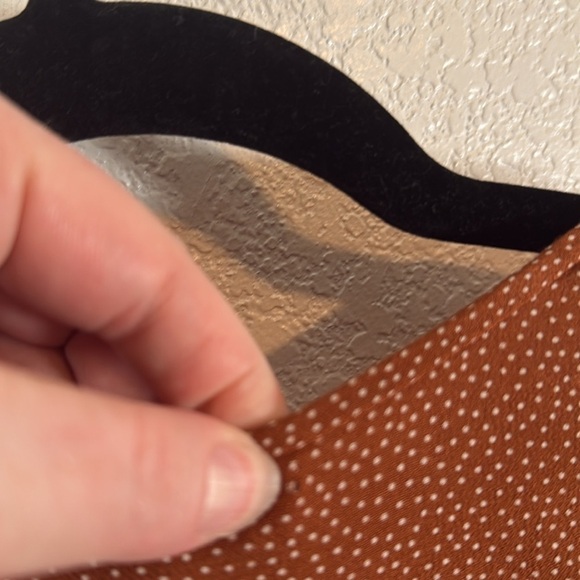 Abercrombie & Fitch Brown Polka Dot Ruffle Wrap Dress Smocked Cuffs Size - Picture 8 of 11